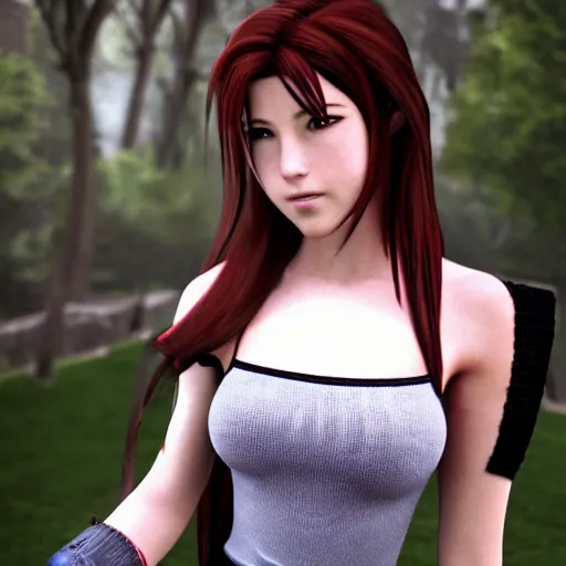 Image similar to aerith gainsborough mixed with tifa lockhart