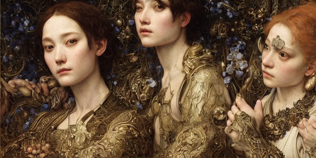 Image similar to masterpiece veracious pertinence salve Reginae, masterpiece by Edgar Maxence and Ross Tran and Michael Whelan and Caravaggio artistic, intricate drawing, realistic fantasy, extremely detailed and beautiful aesthetic celtic face, establishing shot, 8k resolution, dramatic lighting,