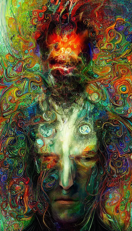 Image similar to portrait of a digital shaman, by android jones,