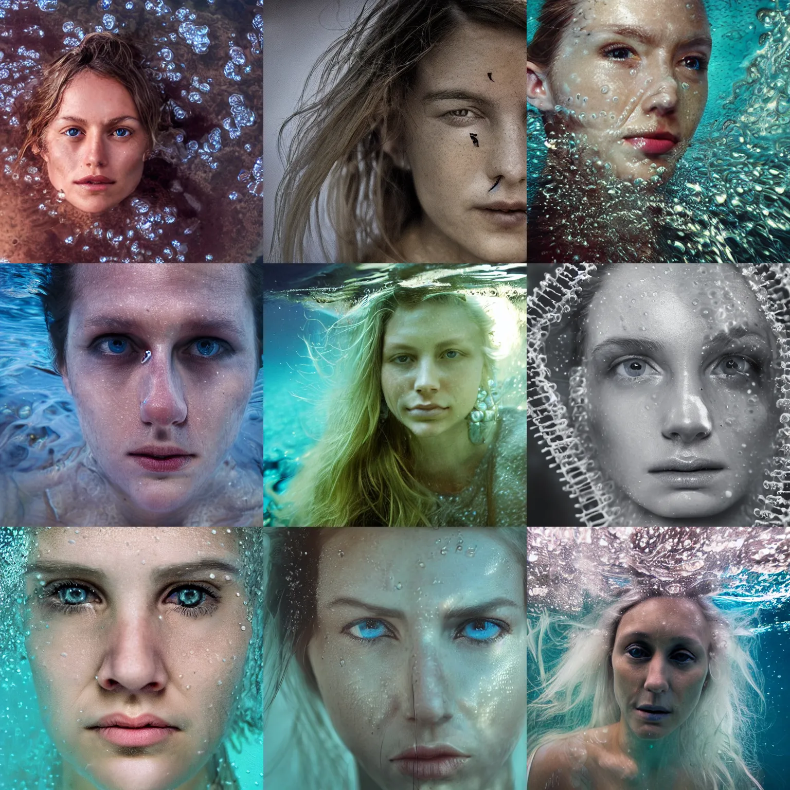 Prompt: beautiful extreme closeup portrait photo in style of frontiers in human near death molecular science magazine underwater britt marling edition, highly detailed, focus on face, soft lighting,