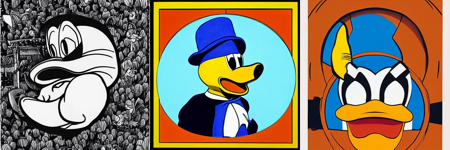 Prompt: Portrait of Donald Duck by MC Escher