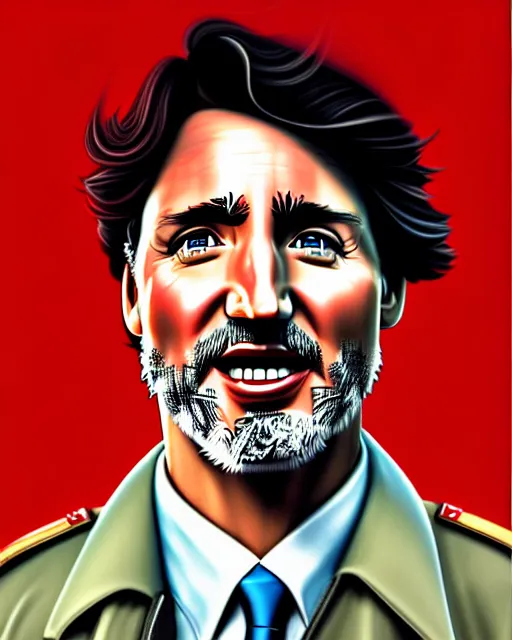 Prompt: justin trudeau in the style of cuban communist propaganda poster art in the year 1 9 8 7 ultra realistic, concept art, intricate details, highly detailed, photorealistic, octane render, 8 k, unreal engine. art by artgerm and magali villeneuve
