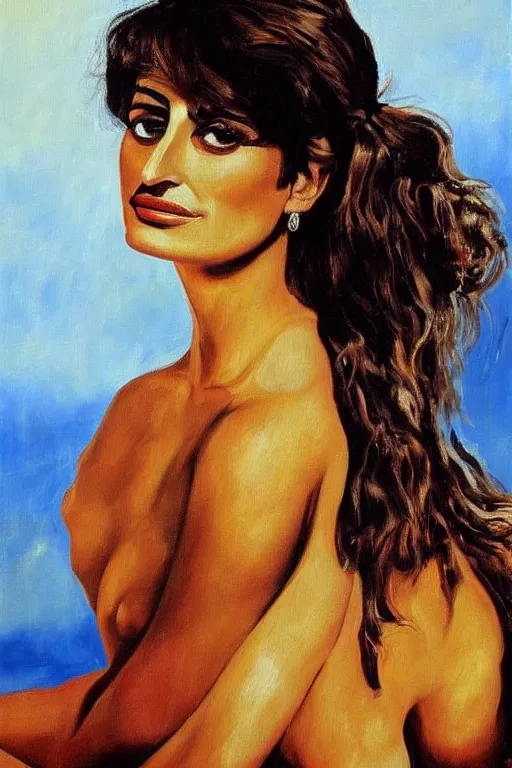 Image similar to oil painting, portrait of penelope cruz, artwork by salvador dali