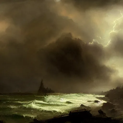 Image similar to the darkest storm by renato muccillo, hubert robert, edgar payne, craig mullins, 8 k, hyper detailed.