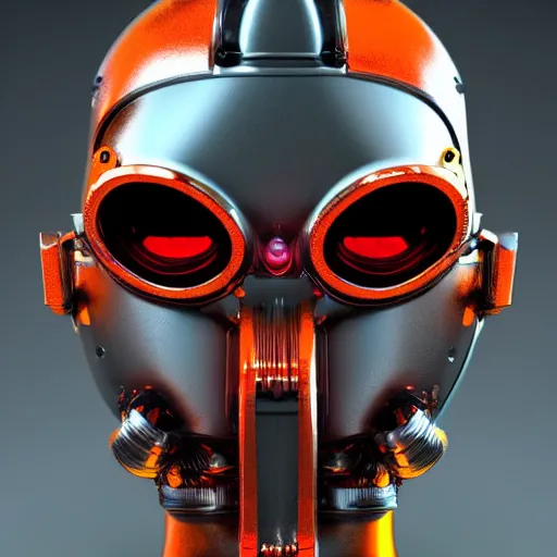 Image similar to a glossy claymodel of a dieselpunk aztec futuristic robot head with eeg sensors, 8 k, front shot, symetrical, flourescent colors, halluzinogenic, multicolored, insanely detailed, front shot, 3 d render, octane