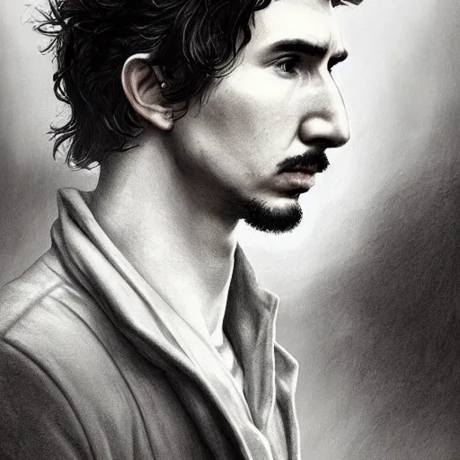 Image similar to portrait of stoic looking john oliver and a stoic looking adam driver, full body, military uniform, fantasy, intricate, elegant, beautiful, highly detailed, charcoal, centered, dark, smokey, digital painting, artstation, concept art, smooth, sharp focus, illustration, art by artgerm and greg rutkowski and alphonse mucha