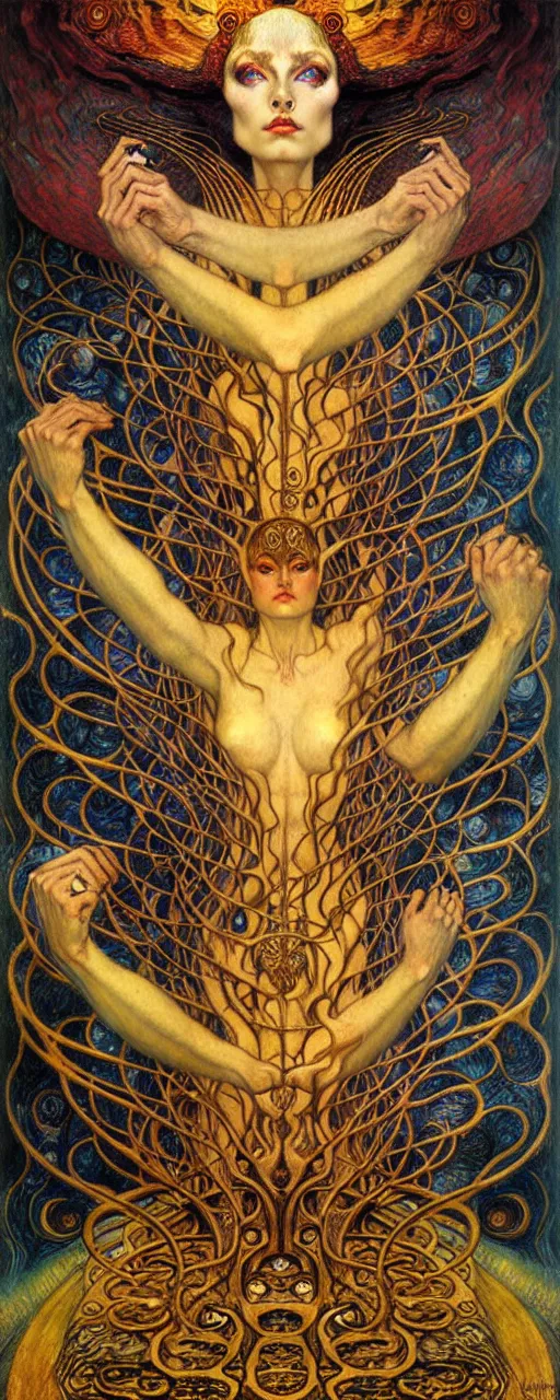 Image similar to Divine Chaos Engine by Karol Bak, Jean Delville, William Blake, Gustav Klimt, and Vincent Van Gogh, symbolist, visionary