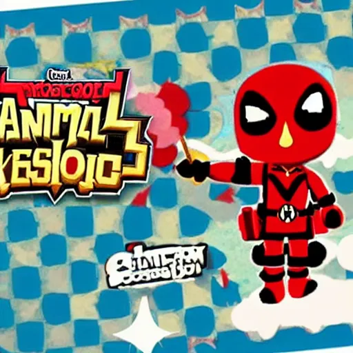 Image similar to deadpool as a character in animal crossing