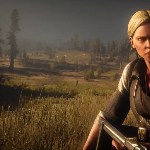 Image similar to charlize theron stars as sadie adler in the playstation 4 video game red dead redemption 2, beautiful screenshot