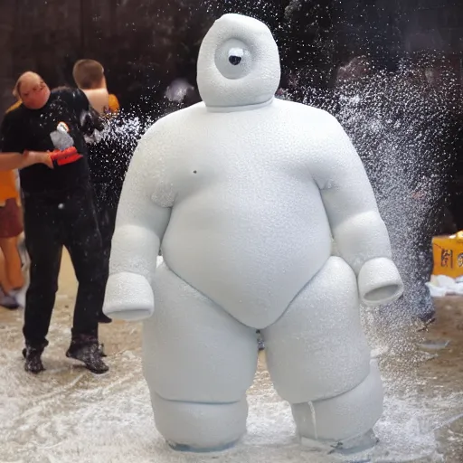 Image similar to the michelin man at a foam party