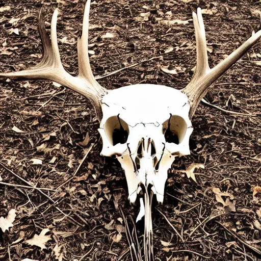 Prompt: photography of a deer skull