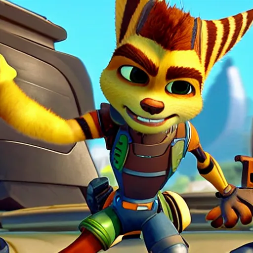 Prompt: still image of ratchet and clank