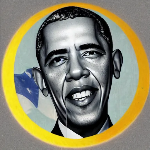 Image similar to atomic bomb featuring barack obama's face on the side