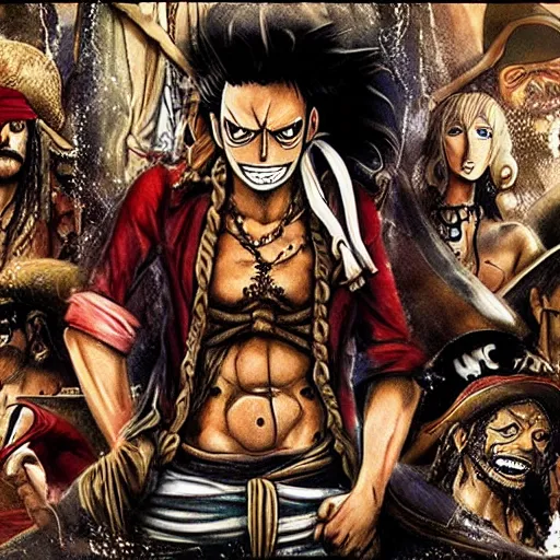 Prompt: real-life one piece, a still of Pirates of the Caribbean