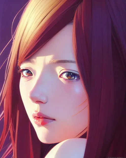 Image similar to portrait Anime girl Scarlet Johanson. fine-face, pretty face, realistic shaded Perfect face, fine details. Anime. realistic shaded lighting by Ilya Kuvshinov katsuhiro otomo ghost-in-the-shell, magali villeneuve, artgerm, rutkowski, WLOP Jeremy Lipkin and Giuseppe Dangelico Pino and Michael Garmash and Rob Rey in official suit