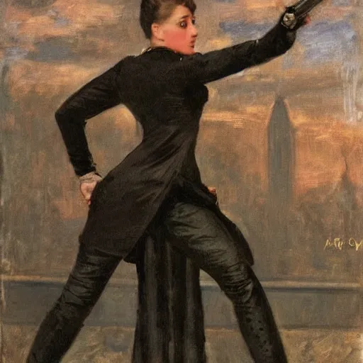 Image similar to action heroine spy by alfred stevens