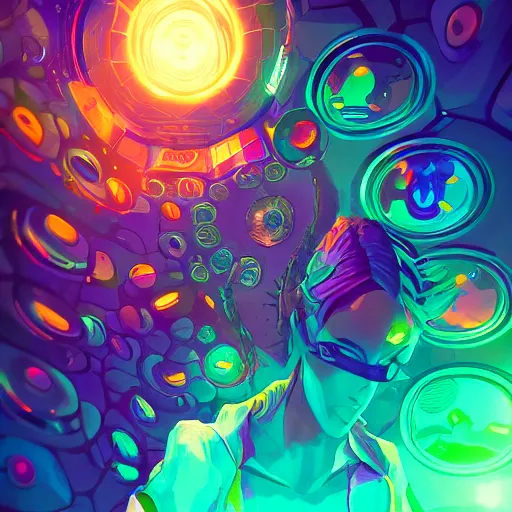 Image similar to skill magic geek inside matrix deepdream radiating a glowing aura stuff loot legends stylized digital illustration video game icon artstation lois van baarle, ilya kuvshinov, rossdraws,