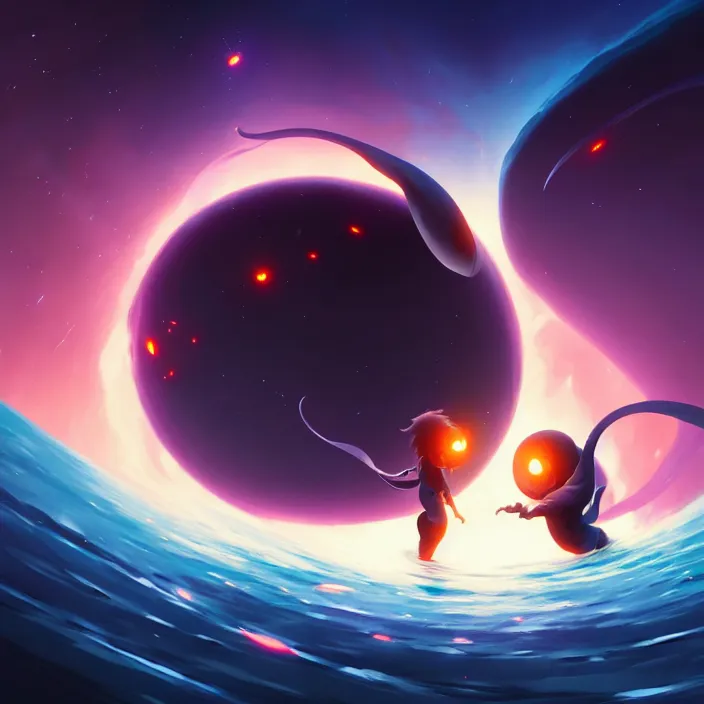 Image similar to two black holes colliding close - up, in marble incrusted of legends official fanart behance hd by jesper ejsing, by rhads, makoto shinkai and lois van baarle, ilya kuvshinov, rossdraws global illumination