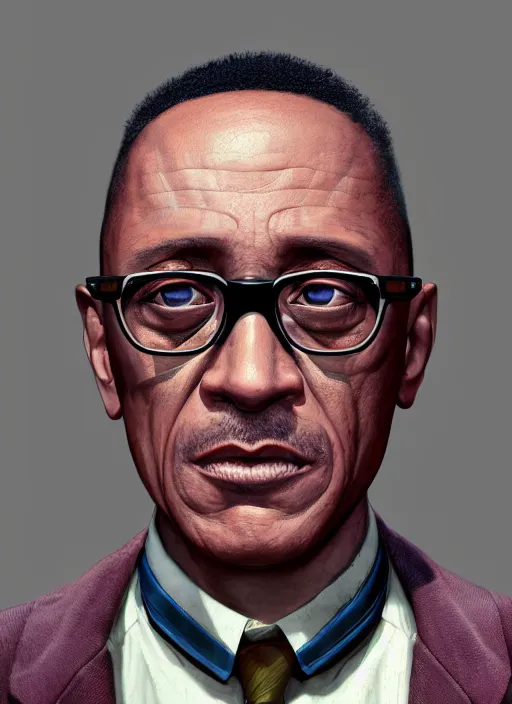 Image similar to gustavo fring, au naturel, hyper detailed, digital art, trending in artstation, cinematic lighting, studio quality, smooth render, unreal engine 5 rendered, octane rendered, art style by klimt and nixeu and ian sprigger and wlop and krenz cushart