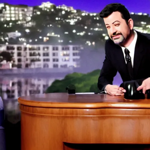 Image similar to Jimmy Kimmel interviewing The Joker, tv show, television