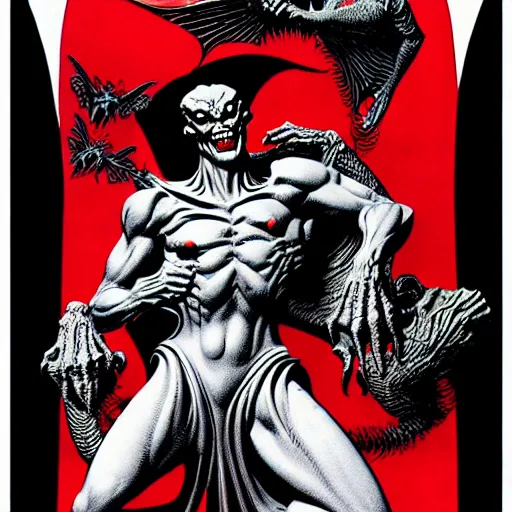 Image similar to medium gargoyle soft light, by bernie wrightson and joe fenton and jack gaughan, inspired art deco, black and red only, fine, sharp high detail,