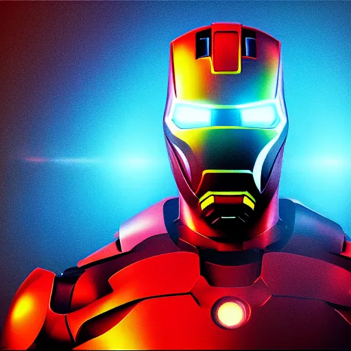 Image similar to Portrait of Kanye West in a Ironman-suit, splash art, movie still, cinematic lighting, dramatic, octane render, long lens, shallow depth of field, bokeh, anamorphic lens flare, 8k, hyper detailed, 35mm film grain