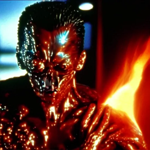 Image similar to t 1 0 0 0 from terminator 2 being molten by magma