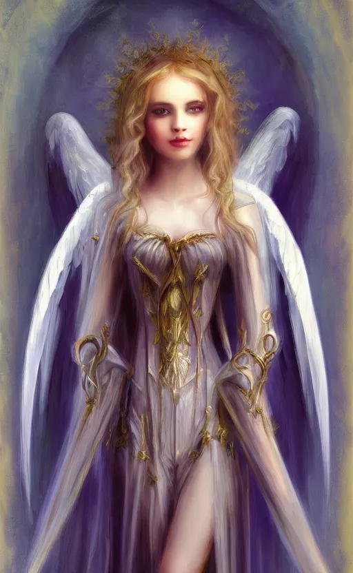 Prompt: Angel knight gothic girl. By Konstantin Razumov, Fractal flame, chiaroscuro, highly detailded