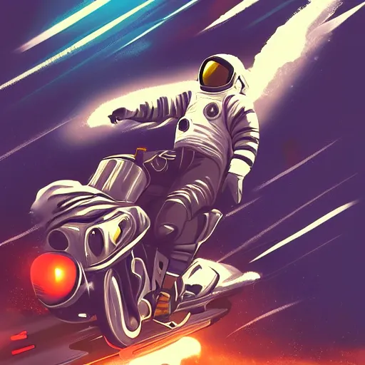 Image similar to astronaut riding a motorcycle, digital art, trending on artstation, high quality