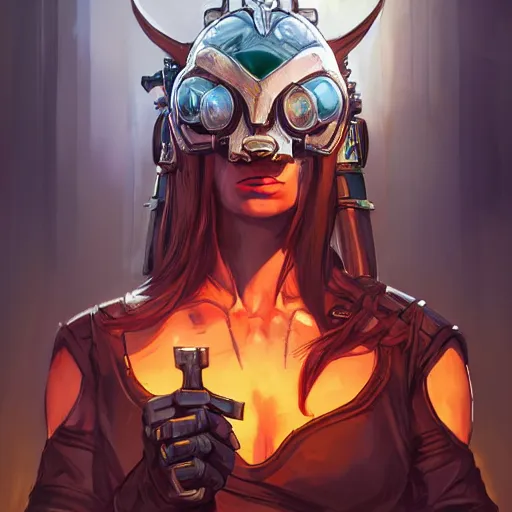 Image similar to cyberpunk viking helmet mask warrior goddess robot ninja fantasy, art gta 5 cover, official fanart behance hd artstation by jesper ejsing, by rhads, makoto shinkai and lois van baarle, ilya kuvshinov, ossdraws