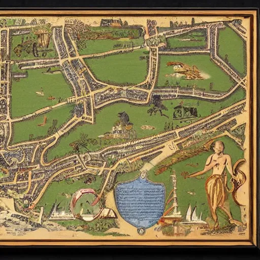 Image similar to treasure map of yeovil, antique art