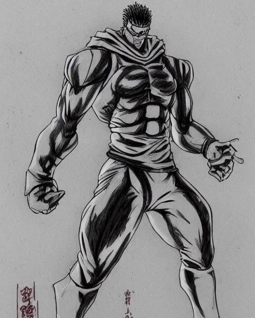 Prompt: pencial drawing concept art of a machine mutant martial artist in the style of akira toriyama / hirohiko araki / tite kubo / masashi kishimoto trending on artstation deviantart pinterest detailed realistic hd 8 k high resolution