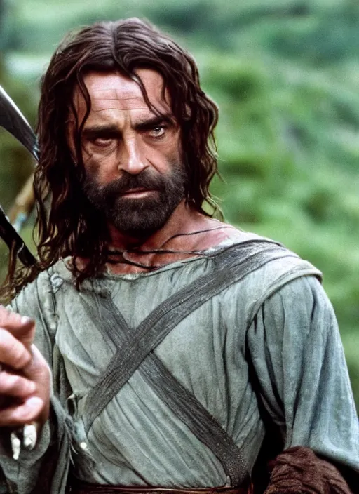 Image similar to film still of Sean Connery as Aragorn in The Lord of the Rings, 4k