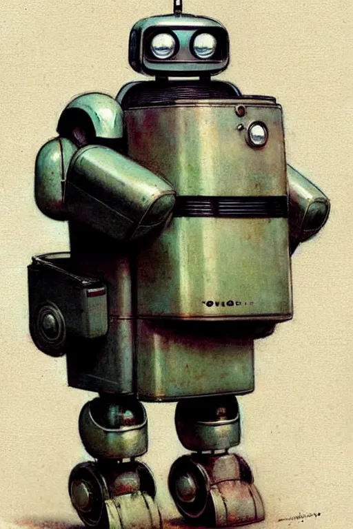 Prompt: ( ( ( ( ( 1 9 5 0 s retro future android robot mobile delivery. muted colors., ) ) ) ) ) by jean - baptiste monge,!!!!!!!!!!!!!!!!!!!!!!!!!