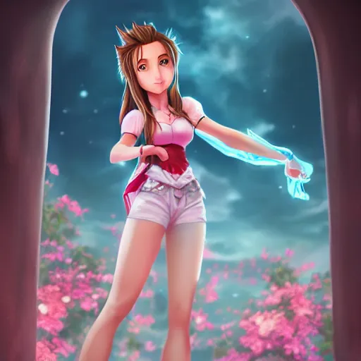 Prompt: full body shot of aerith aeris by logan cure, BangkuART, sakimichan, yan gisuka, zeronis, dan eder, nick silva, Ja Mong, 4k, artstation