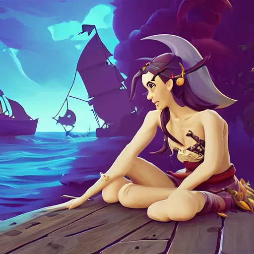 Prompt: jack the pirate mermaid on sea of thieves game avatar hero smooth face median photoshop filter cutout vector, behance hd by jesper ejsing, by rhads, makoto shinkai and lois van baarle, ilya kuvshinov, rossdraws global illumination, illustration, art by ilya kuvshinov and gustav klimt