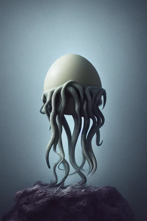 Prompt: photoreal render of cthulhu egg, presented nicely, rendered in octane, realistic, film grain, 3 5 mm, 1 6 0 0 iso, sony a 7 riv, 8 k, unreal engine, wind, mythical, surrounded by mist, surreal