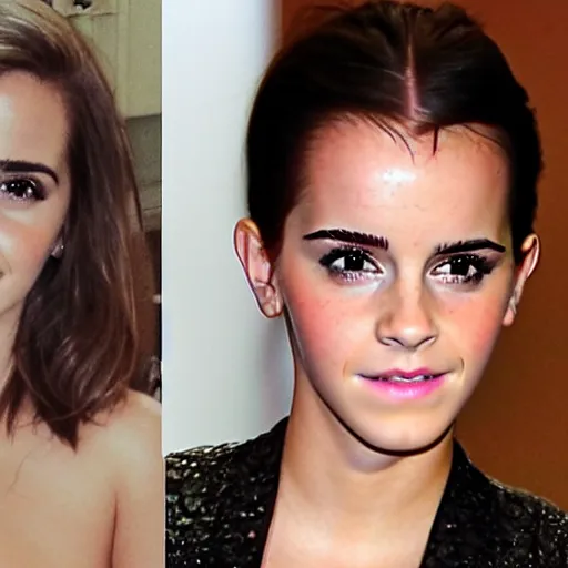 Image similar to emma watson mixed with kim kardashian, 5 0 - 5 0 mixture