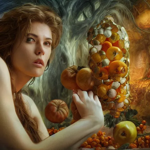 Prompt: photorealistic fruits basket in hell, detailed, centered, digital painting, artstation, concept art, donato giancola, joseph christian leyendecker, wlop, boris vallejo, breathtaking, 8 k resolution, extremely detailed, beautiful, establishing shot, artistic, hyperrealistic, beautiful face, octane render, cinematic lighting, dramatic lighting, masterpiece