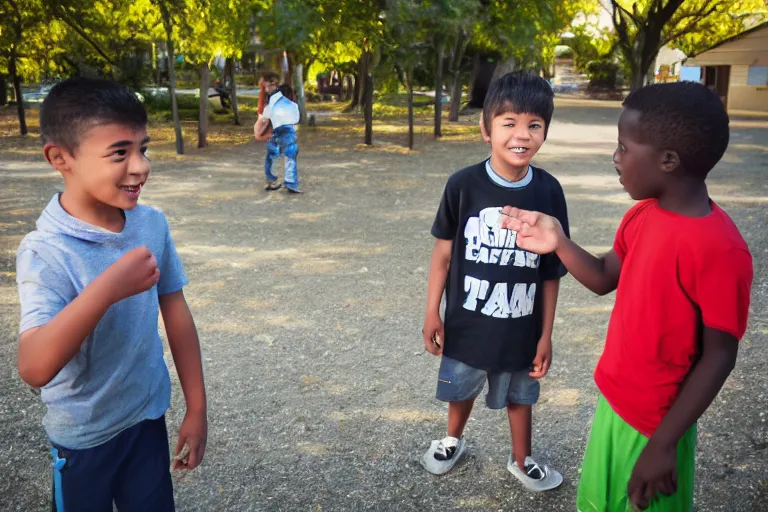 Prompt: photo of a kid asking a guy if he can adopt him, 4k