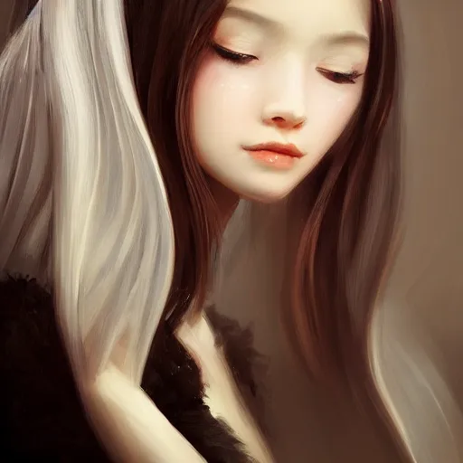 Image similar to a beautiful and elegant girl by wlop, dream, closeup headshot, 8 k, high detailed, ultra - realistic painting, trending on artstation, cg rendering.