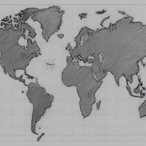Image similar to world map pencil sketch, trending on artstation, cgsociety