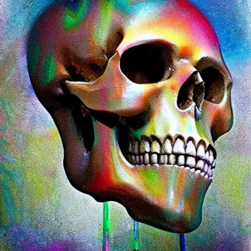 Image similar to A beautiful kinetic sculpture of a skull that is part organic, part mechanic. It is an accurate representation of how the artist sees the world. by Lori Earley, by Antoine Blanchard colorful, geometric