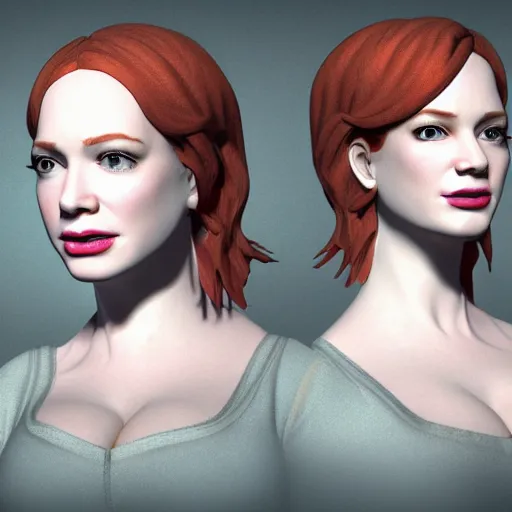 Image similar to christina hendricks as ole characters, 3 d render, blender,