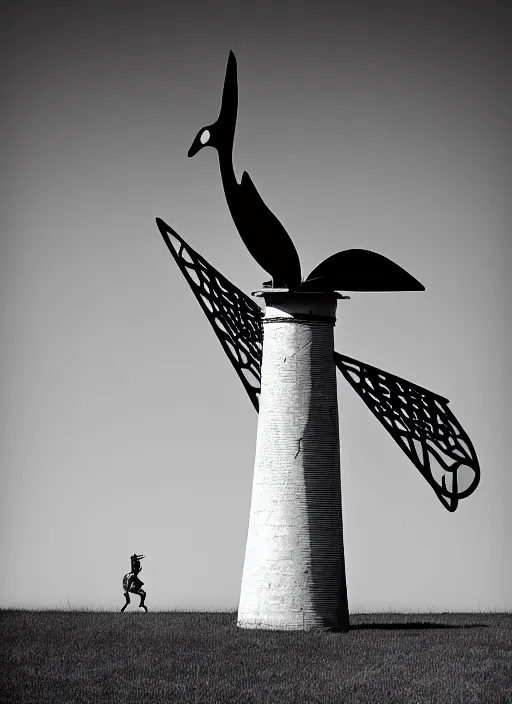 Image similar to quixotic, black and white photograph