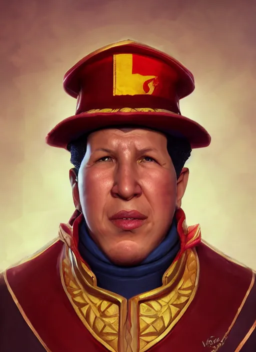Prompt: the hugo chavez as a character from league of legends, hyper detailed, digital art, overhead view, trending in artstation, studio quality, smooth render, unreal engine 5 rendered, octane rendered, art style by klimt and nixeu and ian sprigger and wlop and krenz cushart