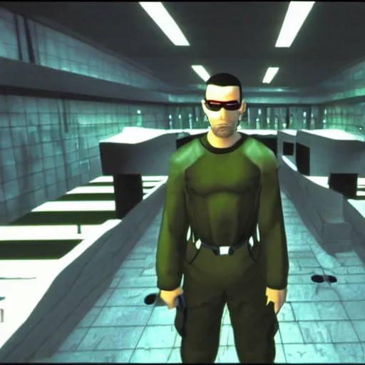 Image similar to a screenshot of Gordon Freeman in The Matrix (1999)