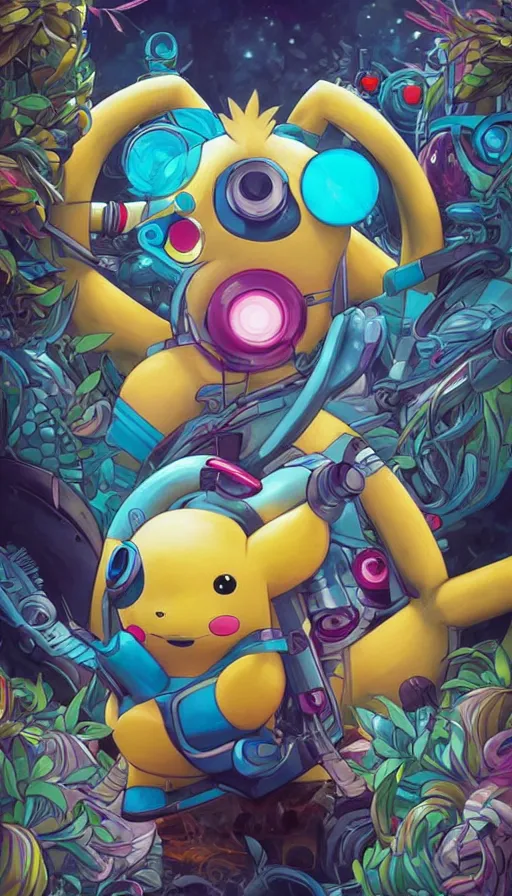 Image similar to lofi BioPunk Pokemon Pikachu portrait Pixar style by Tristan Eaton_Stanley Artgerm and Tom Bagshaw,