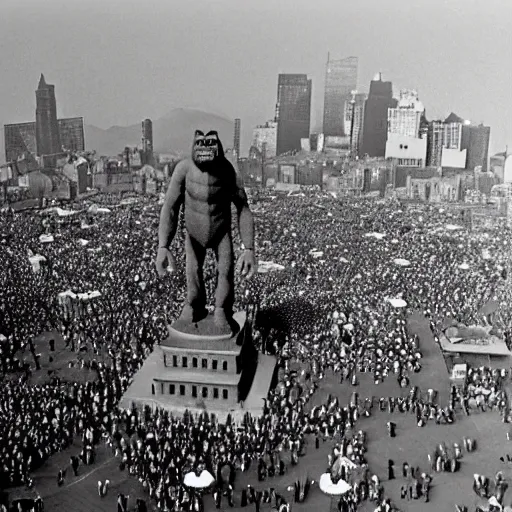 Prompt: king kong in red square