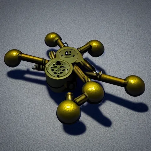 Prompt: a landmine with mechanical spider legs, photorealistic, ultra high detail, 8k